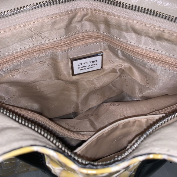 RARE CROMIA 100% ITALIAN Python/patent leather black and white shoulder bag - Picture 4 of 6